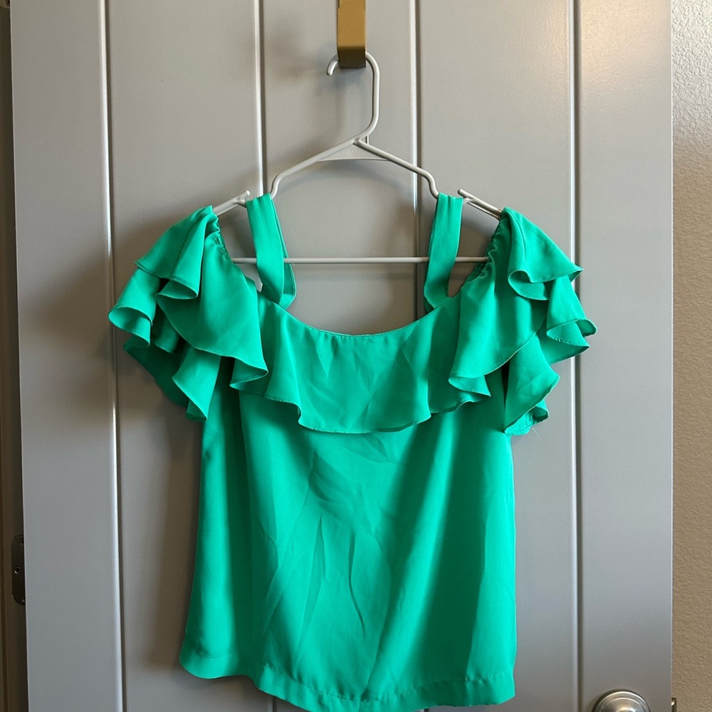 Women's Green Ruffle Top